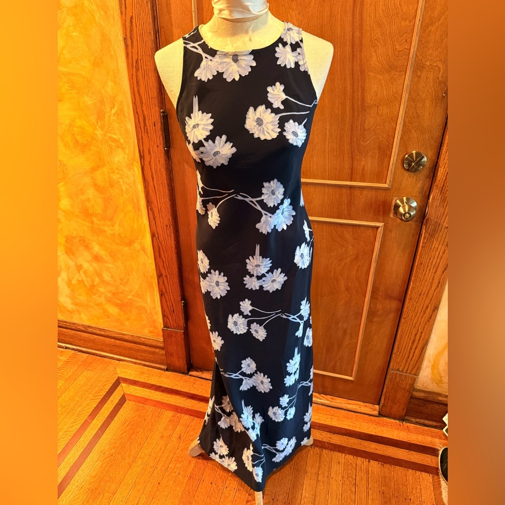 Jonathan Martin Black Maxi Dress with White Floral Print